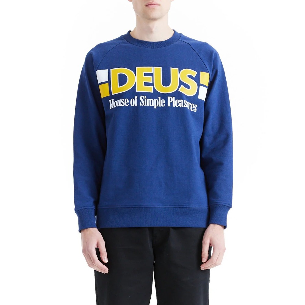 Deus Ex Machina Mens Zone Out Team Crew Sweatshirt Estate‎ Blue DMP258063-EST M